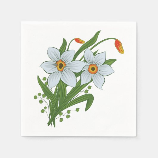 Serviette En Papier Tulipes et jonquilles Fleurs (Devant)