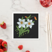 Serviette En Papier Tulipes et jonquilles Fleurs Arrière - plan noir (En situation)