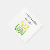 Serviette En Papier Tulipes fleurs aquarelle Jaune Rustique Mariage (Coin)