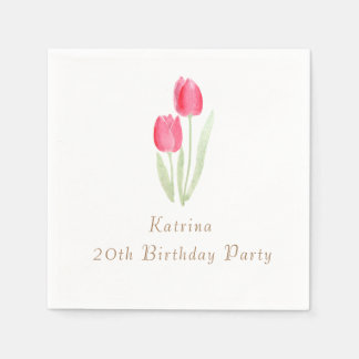 Serviette En Papier tulipes fleurs serviettes d'anniversaire