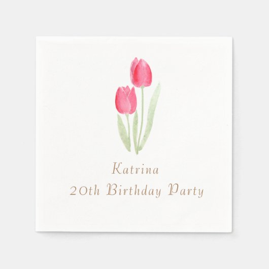 Serviette En Papier tulipes fleurs serviettes d'anniversaire (Devant)
