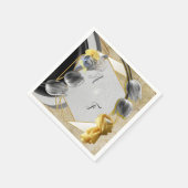 Serviette En Papier Tulipes gris et jaunes sur texture (Coin)