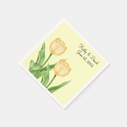 Serviette En Papier Tulipes jaunes (Mariage) (Coin)