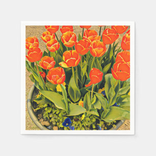 Serviette En Papier Tulipes modernes coloré orange