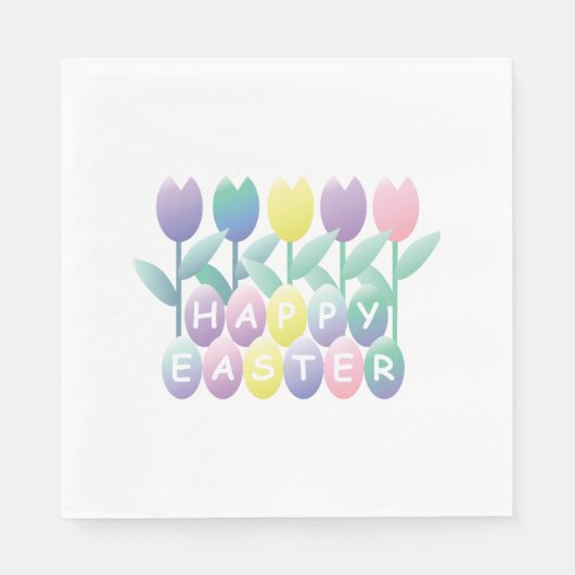Serviette En Papier Tulipes OEufs de Pâques Partie Napkin (Devant)
