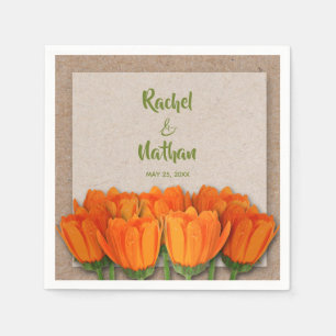Serviette En Papier Tulipes orange sur serviettes de la partie Arrière