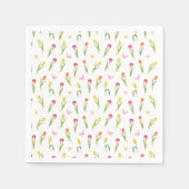 Serviette En Papier Tulipes & Papillons Motif Blanc Enterrement de Vie (Devant)