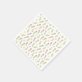 Serviette En Papier Tulipes & Papillons Motif Blanc Enterrement de Vie (Coin)