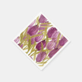 Serviette En Papier Tulipes pourpres Elégante aquarelle (Coin)