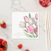 Serviette En Papier Tulipes rose printemps et blanc Douche nuptiale (En situation)