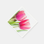 Serviette En Papier Tulipes roses avec Feuille vert photo (Coin)