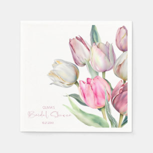 Serviette En Papier Tulipes roses et blanches de printemps Enterrement