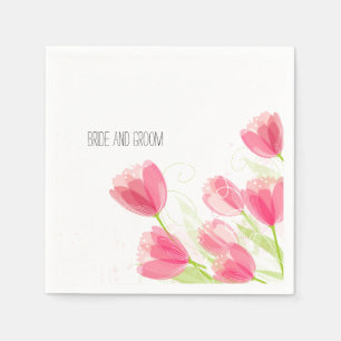 Serviette En Papier Tulipes roses Mariage floral