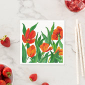 Serviette En Papier Tulipes rouges (En situation)