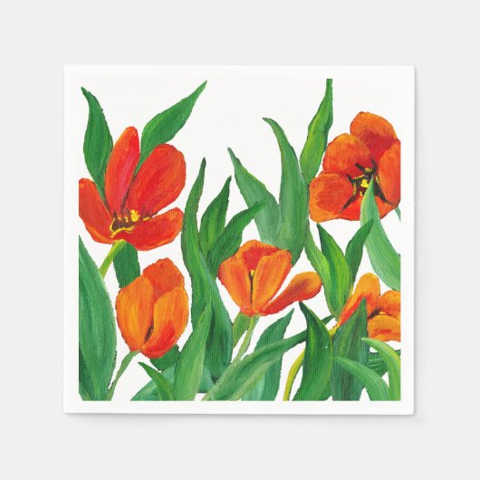 Serviette En Papier Tulipes rouges (Devant)