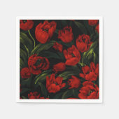 Serviette En Papier Tulipes rouges en noir (Devant)