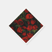 Serviette En Papier Tulipes rouges en noir (Coin)