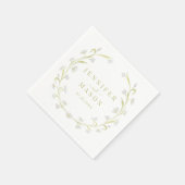 Serviette En Papier Tulipes vertes d'olive Papier Mariage floral servi (Coin)