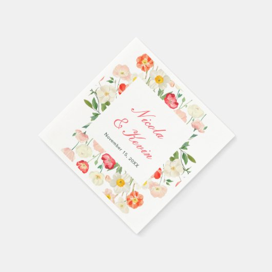Serviette En Papier Tulips and Daffodils Spring Wedding (Coin)