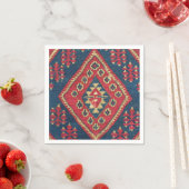 Serviette En Papier Turc Kilim Tapis tapis Antique Rouge Bleu (En situation)