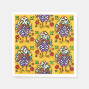 SERVIETTE EN PAPIER TURQUIE BONES COLORÉS FOLK MERCI OISEAU OISEAU