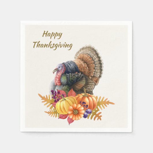 Serviette En Papier Turquie Citrouilles Thanksgiving Napkin (Devant)