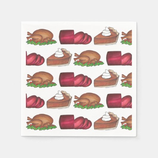 Serviette En Papier Turquie Cranberry Citrouille Pie Thanksgiving Dîne (Devant)