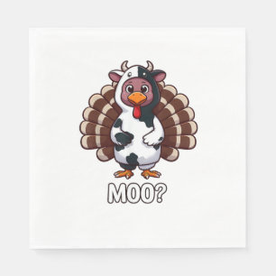 Serviette En Papier Turquie En Costume De Vache, Moo Drôle Thanksgivin