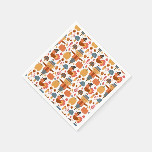 Serviette En Papier Turquie et Scarecrow Thanksgiving Motif (Coin)