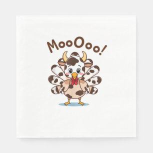 Serviette En Papier Turquie Moo Costume de vache mignonne Thanksgiving