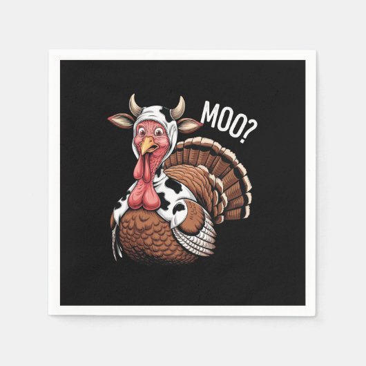 Serviette En Papier Turquie Moo Drôle Thanksgiving (Devant)
