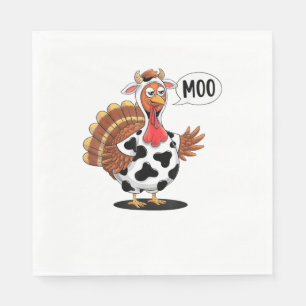 Serviette En Papier Turquie Moo Thanksgiving Drôle Turquie vache Moo F