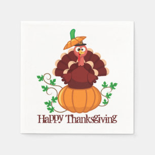 Serviette En Papier Turquie : Thanksgiving Citrouille