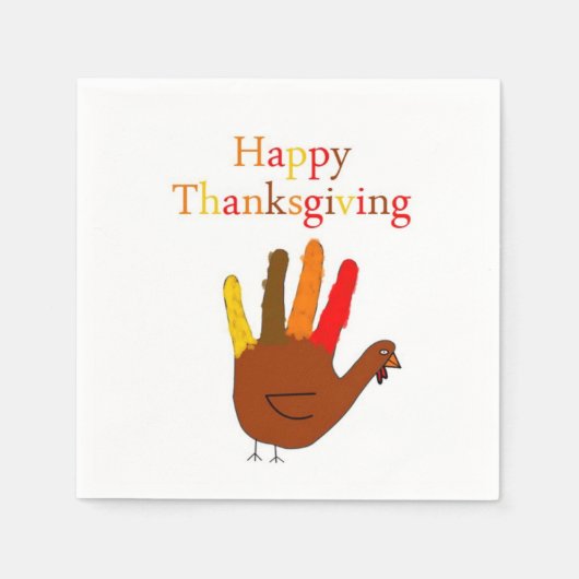 Serviette En Papier Turquie Thanksgiving tiré à la main (Devant)
