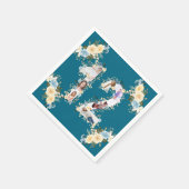Serviette En Papier Turquoise 12e anniversaire Photo Collage Fleur Jau (Coin)