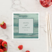 Serviette En Papier Turquoise Absract Coastal Chic Mariage moderne (En situation)