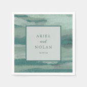 Serviette En Papier Turquoise Absract Coastal Chic Mariage moderne (Devant)