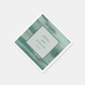 Serviette En Papier Turquoise Absract Coastal Chic Mariage moderne (Coin)