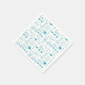 Serviette En Papier Turquoise Amusement et Amour Moderne et Coeurs (Coin)