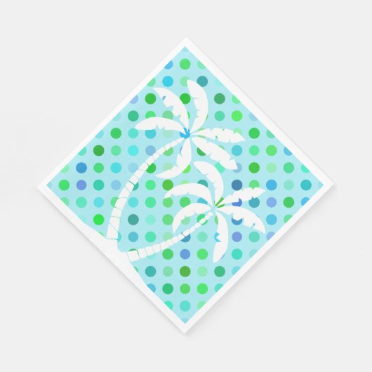 Serviette En Papier Turquoise Aqua Blue Lime Green À petits pois Motif (Coin)