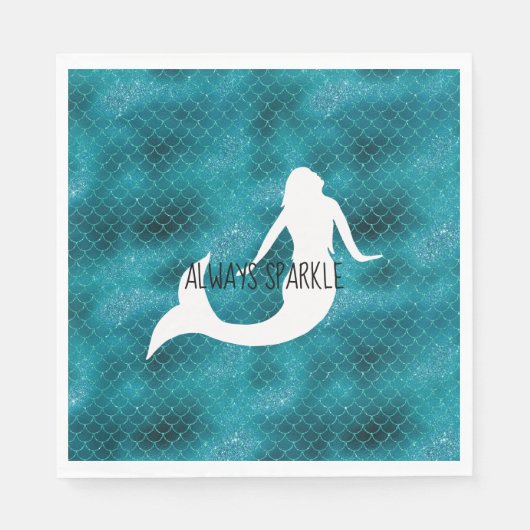 Serviette En Papier Turquoise Aqua Blue Parties scintillant Éperche Si (Devant)