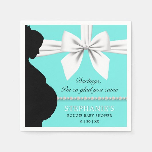 Serviette En Papier Turquoise Aqua Glam Elegant Perles Tiffany Baby sh (Devant)