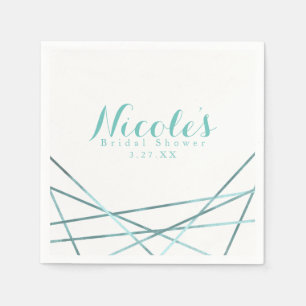 Serviette En Papier Turquoise Aqua Lignes géométriques modernes