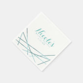 Serviette En Papier Turquoise Aqua Lignes géométriques modernes (Coin)