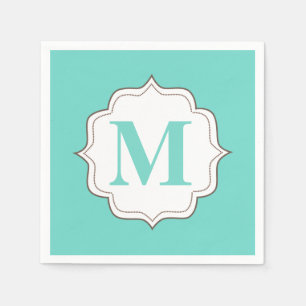 Serviette En Papier Turquoise Aqua Personnalisé Monogram Napkins
