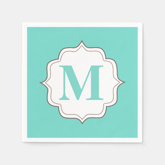 Serviette En Papier Turquoise Aqua Personnalisé Monogram Napkins (Devant)