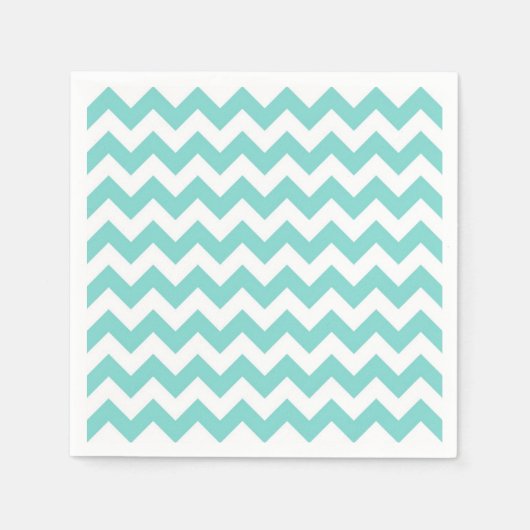 Serviette En Papier Turquoise Aqua White Chevron Zig-Zag Motif (Devant)