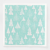 Serviette En Papier Turquoise Arbre de Noël Motif n° 6 ID1009 (Devant)