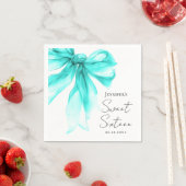 Serviette En Papier Turquoise Arc Coquette Script Sweet 16 Fête (En situation)