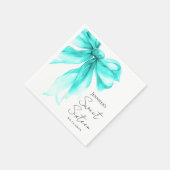 Serviette En Papier Turquoise Arc Coquette Script Sweet 16 Fête (Coin)